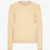 Pull à col rond classique en laine mérinos pour femme - Jaune pâle