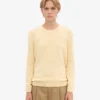 Pull à col rond classique en laine mérinos pour femme - Jaune pâle