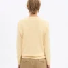 Pull à col rond classique en laine mérinos pour femme - Jaune pâle