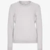Pull à col rond classique en laine mérinos pour femme - Mélange neige