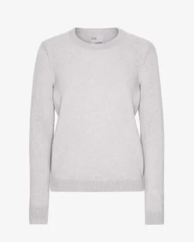 Pull à col rond classique en laine mérinos pour femme - Mélange neige