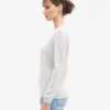 Pull à col rond classique en laine mérinos pour femme - Mélange neige