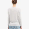 Pull à col rond classique en laine mérinos pour femme - Mélange neige