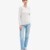Pull à col rond classique en laine mérinos pour femme - Mélange neige