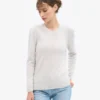 Pull à col rond classique en laine mérinos pour femme - Mélange neige