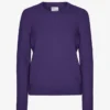 Pull à col rond classique en laine mérinos pour femme - Violet ultra