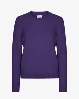 Pull à col rond classique en laine mérinos pour femme - Violet ultra