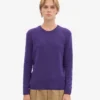 Pull à col rond classique en laine mérinos pour femme - Violet ultra