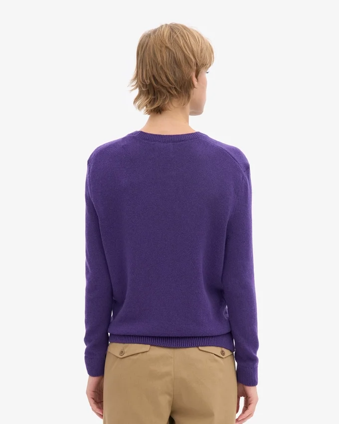 Pull à col rond classique en laine mérinos pour femme - Violet ultra