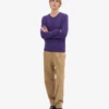 Pull à col rond classique en laine mérinos pour femme - Violet ultra