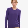 Pull à col rond classique en laine mérinos pour femme - Violet ultra