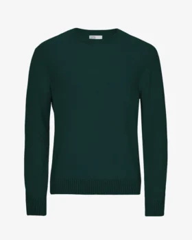 Pull à col rond classique en laine mérinos - Vert émeraude