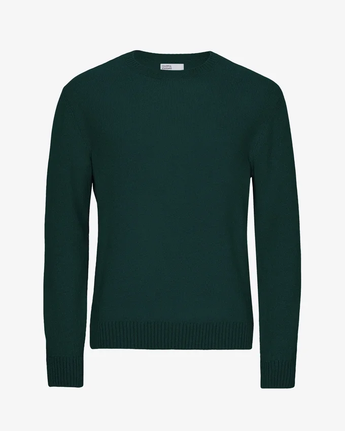 Pull à col rond classique en laine mérinos - Vert émeraude