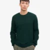 Pull à col rond classique en laine mérinos - Vert émeraude