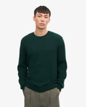 Pull à col rond classique en laine mérinos – Vert émeraude