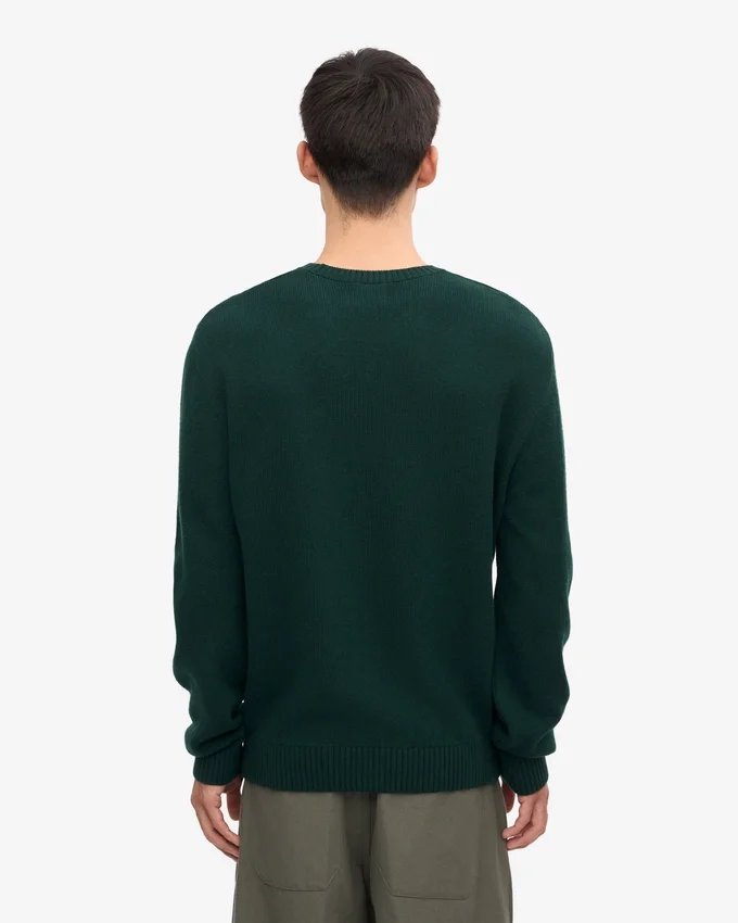 Pull à col rond classique en laine mérinos - Vert émeraude