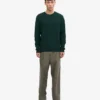 Pull à col rond classique en laine mérinos - Vert émeraude