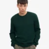Pull à col rond classique en laine mérinos - Vert émeraude