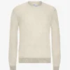 Pull à col rond en laine mérinos légère - Blanc ivoire