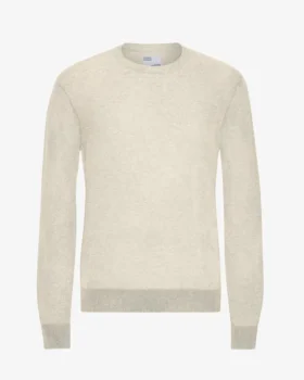 Pull à col rond en laine mérinos légère - Blanc ivoire