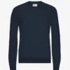 Pull à col rond en laine mérinos légère - Bleu marine