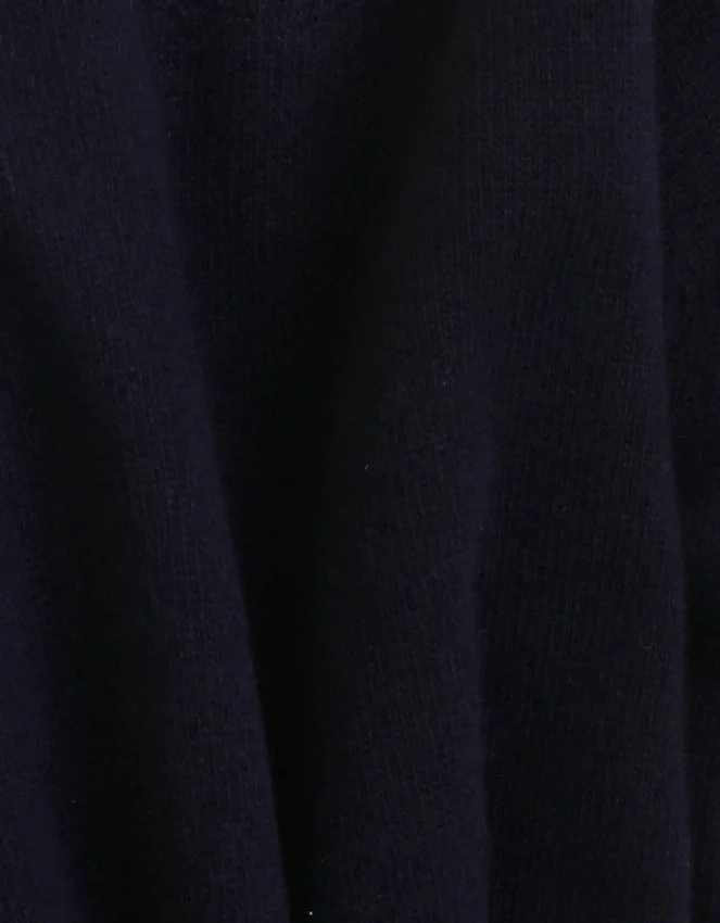 Pull à col rond en laine mérinos légère - Bleu marine