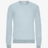 Pull à col rond en laine mérinos légère - Bleu polaire