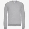Pull à col rond en laine mérinos légère - Gris chiné