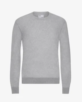 Pull à col rond en laine mérinos légère - Gris chiné