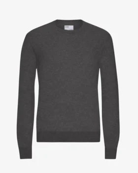 Pull à col rond en laine mérinos légère - Gris lave
