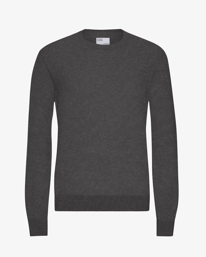 Pull à col rond en laine mérinos légère - Gris lave