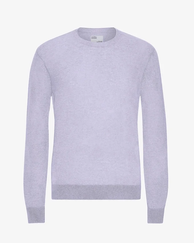 Pull à col rond en laine mérinos légère - Lavande douce