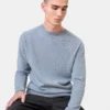 Pull à col rond en laine mérinos légère - Gris lave