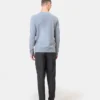 Pull à col rond en laine mérinos légère - Gris lave