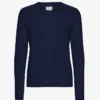 Pull à col rond en laine mérinos légère pour femme - Bleu marine