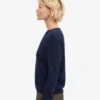 Pull à col rond en laine mérinos légère pour femme - Bleu marine