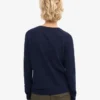 Pull à col rond en laine mérinos légère pour femme - Bleu marine