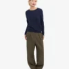 Pull à col rond en laine mérinos légère pour femme - Bleu marine