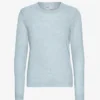 Pull à col rond en laine mérinos légère pour femme - Bleu polaire