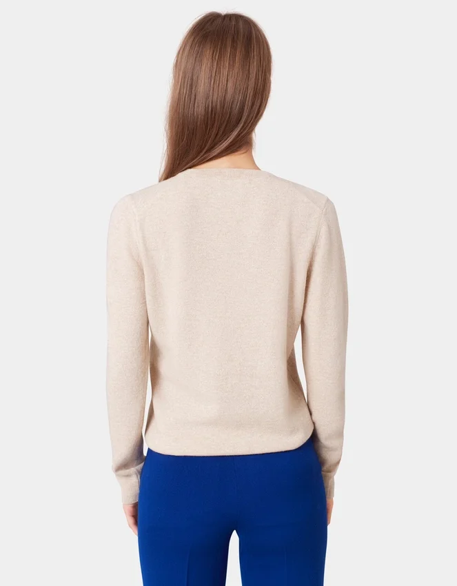 Pull à col rond en laine mérinos légère pour femme - Bleu polaire