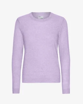 Pull à col rond en laine mérinos légère pour femme - Lavande douce