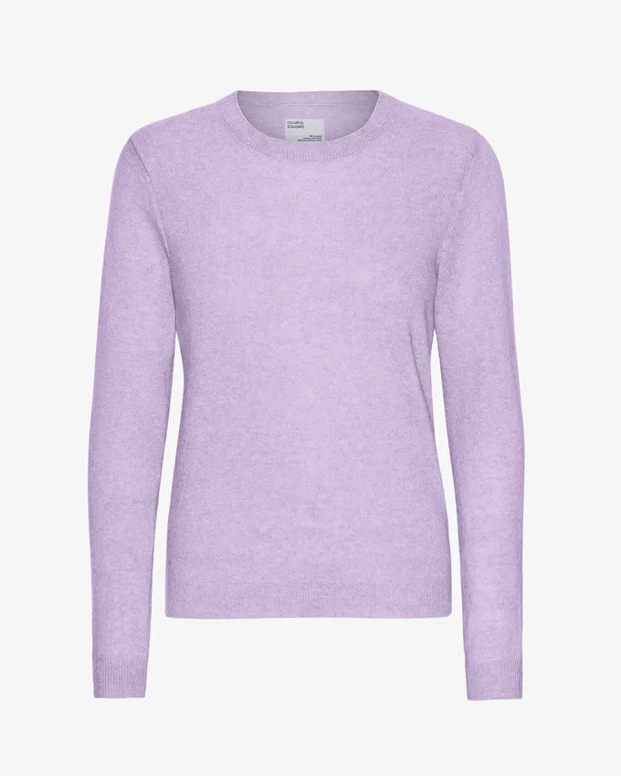 Pull à col rond en laine mérinos légère pour femme - Lavande douce