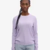 Pull à col rond en laine mérinos légère pour femme - Lavande douce