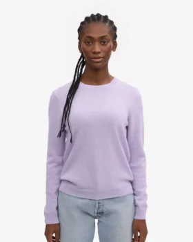 Pull à col rond en laine mérinos légère pour femme – Lavande douce