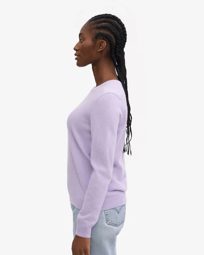 Pull à col rond en laine mérinos légère pour femme - Lavande douce