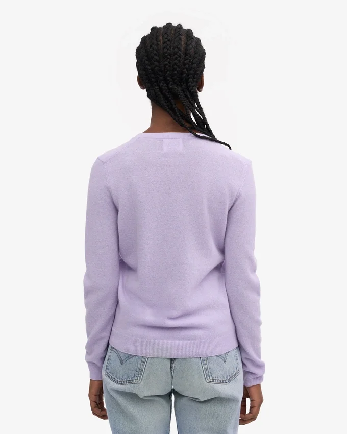 Pull à col rond en laine mérinos légère pour femme - Lavande douce