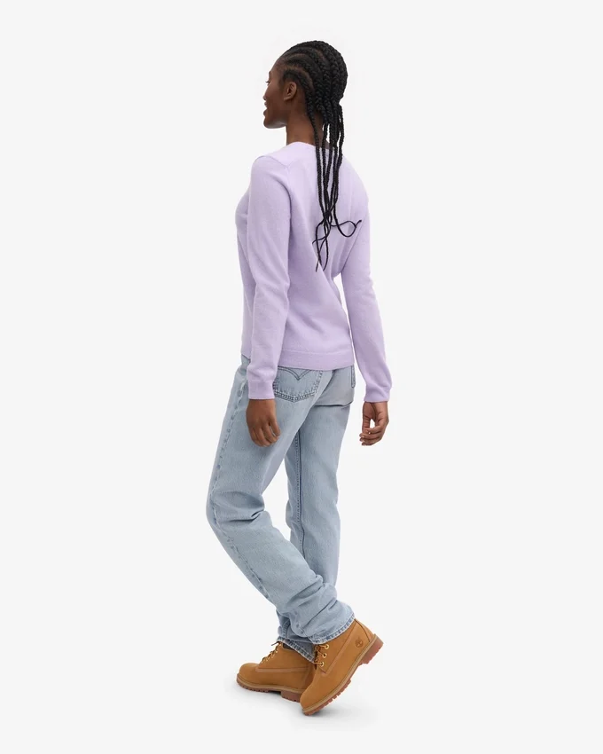 Pull à col rond en laine mérinos légère pour femme - Lavande douce
