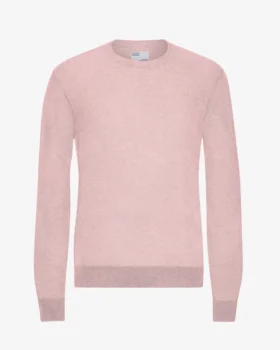 Pull à col rond en laine mérinos légère - Rose délavé
