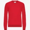 Pull à col rond en laine mérinos légère - Rouge écarlate