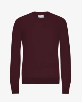 Pull à col rond en laine mérinos légère - Rouge sang de bœuf